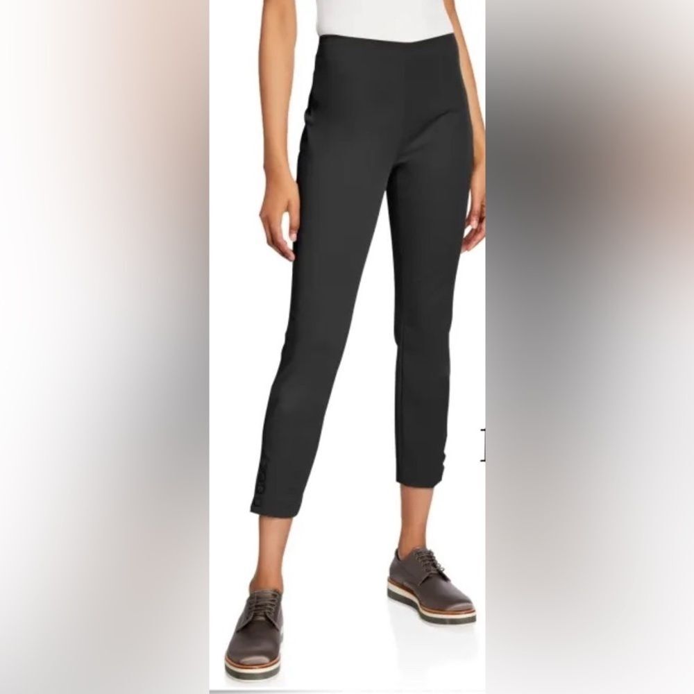 THEORY Snap Leggings Double Stretch Pants In Black Size 6 New with Tag